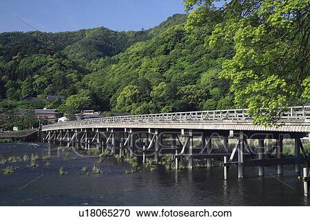 Stock Image - Togetsukyo Bridge and Oi River. Fotosearch