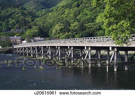 Stock Image - Togetsukyo Bridge and Oi River. Fotosearch