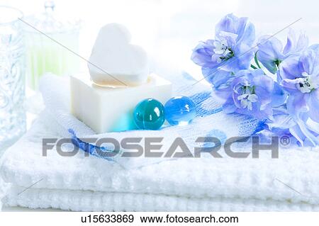Stock Photo - Toiletries and Towel. Fotosearch