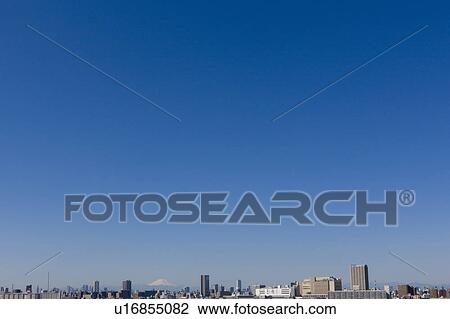 Stock Image - Tokyo Skyline and Mount Fuji. Fotosearch