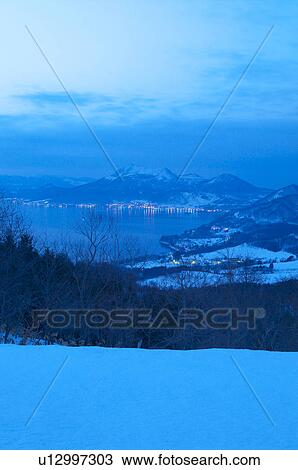 Toyako Hot Spring Resort at Dawn View Large Photo Image Stock Image - Toyako Hot Spring Resort at Dawn. Fotosearch