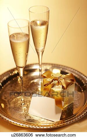 Two Champagnes and Present View Large Photo Image Stock Photograph - Two Champagnes and Present. Fotosearch