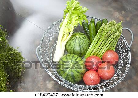 Vegetable Basket at Stream View Large Photo Image Stock Photo - Vegetable Basket at Stream. Fotosearch