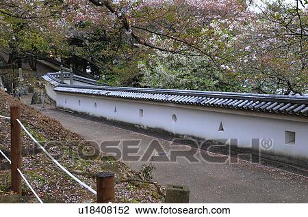 Stock Image - Wall at Tatsuno Castle. Fotosearch