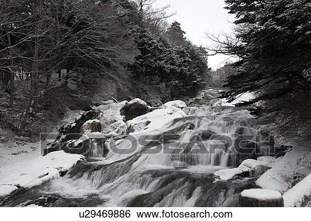 Stock Photograph - Waterfall in Winter. Fotosearch