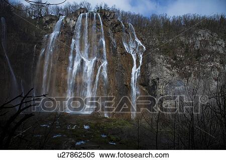 Waterfall of Plitvice Lakes National Park View Large Photo Image Stock Photography - Waterfall of Plitvice Lakes National Park. Fotosearch