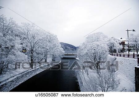 Stock Photo - Winter Landscape with Chuzenji Lake. Fotosearch