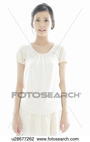 Stock Image - Young Woman in White. Fotosearch