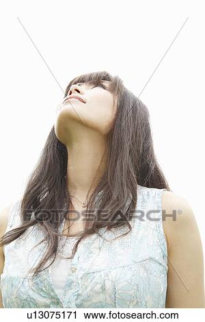 Young Woman Looking Up View Large Photo Image Stock Image - Young Woman Looking Up. Fotosearch