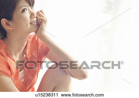 Young Woman Looking Up View Large Photo Image Stock Image - Young Woman Looking Up. Fotosearch