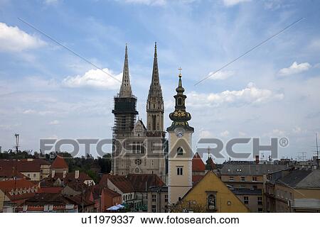 Zagreb Cathedral View Large Photo Image Stock Photo - Zagreb Cathedral. Fotosearch