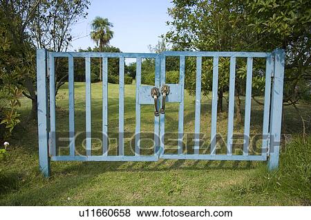 Stock Photo - Blue gate, Okayama Prefecture, Honshu, Japan. Fotosearch
