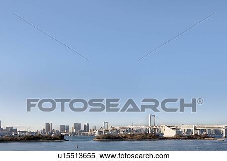 Blue Sky Over Rainbow Bridge View Large Photo Image Stock Photography - Blue Sky Over Rainbow Bridge. Fotosearch