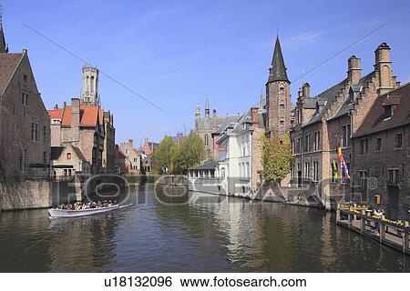 Brick Buildings by Canal View Large Photo Image Stock Photograph - Brick Buildings by Canal. Fotosearch