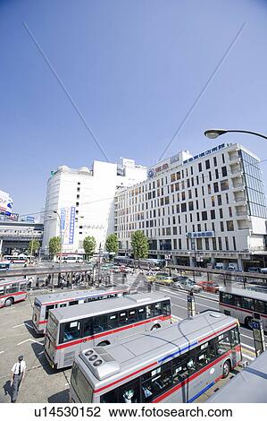 Stock Image - Bus Station at Shibuya Station. Fotosearch
