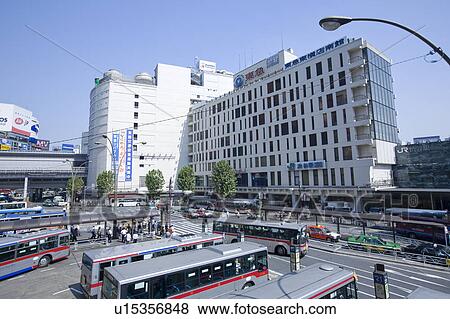 Stock Photo - Bus Station at Shibya Station. Fotosearch