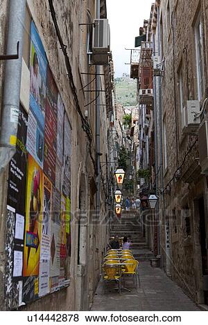 Cafe in Alley View Large Photo Image Stock Photo - Cafe in Alley. Fotosearch