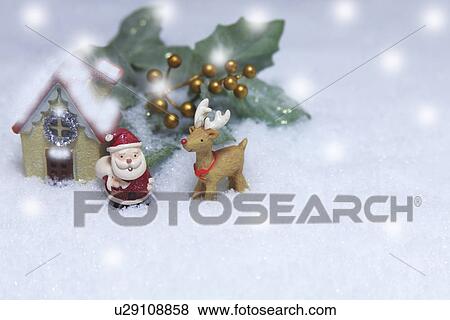 Stock Photo - Christmas Decoration with Reindeer and Father Christmas. Fotosearch