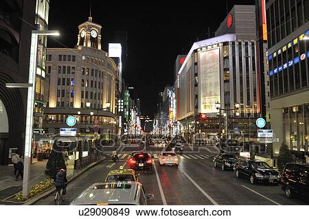 Stock Photo - Chuo Street at Night. Fotosearch