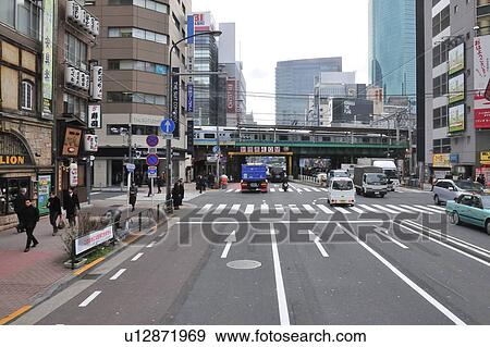 Stock Photo - Cityscape, Shimbashi, Minato Ward, Tokyo Prefecture, Japan. Fotosearch