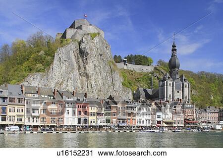 Stock Image - Dinant Seen From River Meuse. Fotosearch