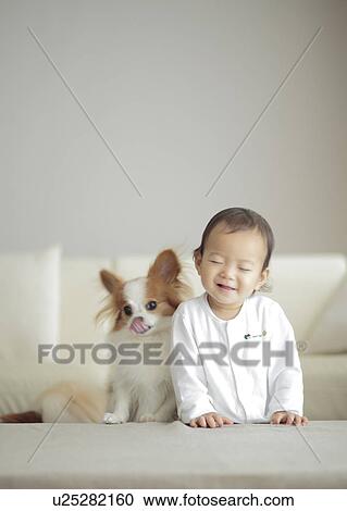 Dog and baby girl View Large Photo Image Stock Image - Dog and baby girl. Fotosearch