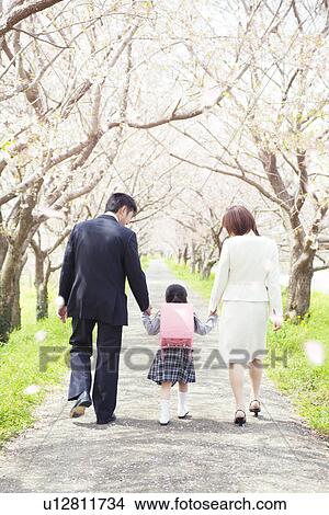 Family holding hands and walking, rear view View Large Photo Image Picture - Family holding hands and walking, rear view. Fotosearch