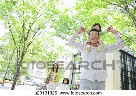 Father Carrying Daughter on Shoulders View Large Photo Image Stock Photography - Father Carrying Daughter on Shoulders. Fotosearch