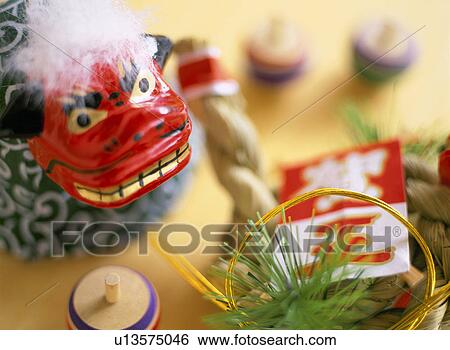 Figurine of lion shishimai View Large Photo Image Stock Photograph - Figurine of lion shishimai. Fotosearch