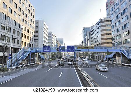 Stock Image - Footbridge Over Street. Fotosearch