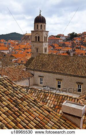 Stock Image - Franciscan Monastery and Tiled Roofs. Fotosearch