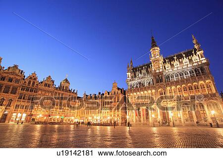 Stock Image - Grand Place at Night. Fotosearch