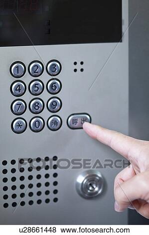 Hand Pushing Intercom Button View Large Photo Image Stock Photo - Hand Pushing Intercom Button. Fotosearch