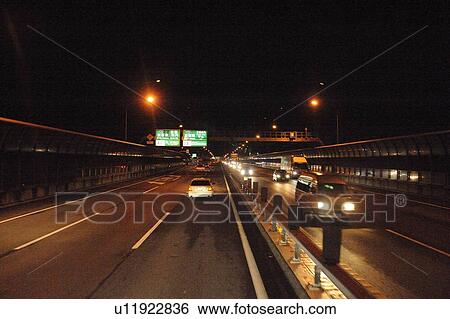 Highway at night, Kyoto Prefecture, Japan View Large Photo Image Stock Photograph - Highway at night, Kyoto Prefecture, Japan. Fotosearch