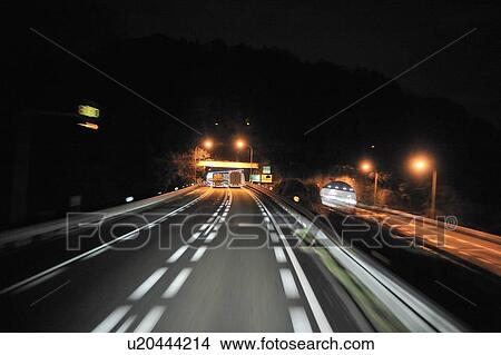 Picture - Highway at night, Shizuoka Prefecture, Japan. Fotosearch