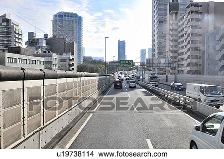 Picture - Highway, Minato Ward, Tokyo Prefecture, Japan. Fotosearch