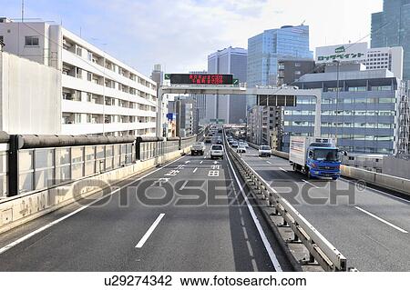 Stock Image - Highway, Minato Ward, Tokyo Prefecture, Japan. Fotosearch