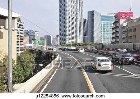 Stock Photograph - Highway, Minato Ward, Tokyo Prefecture, Japan. Fotosearch