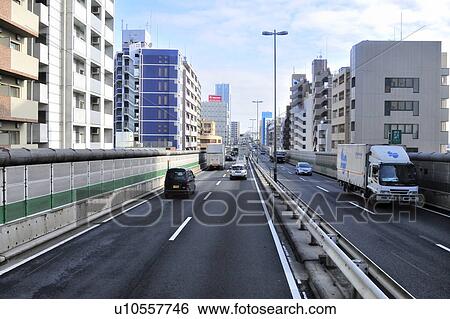 Stock Photograph - Highway, Setagaya Ward, Tokyo Prefecture, Japan. Fotosearch