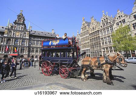 Horsedrawn Cart at Grote Markt View Large Photo Image Stock Photo - Horsedrawn Cart at Grote Markt. Fotosearch