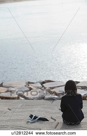 Junior High School girl looking at sea View Large Photo Image Picture - Junior High School girl looking at sea. Fotosearch