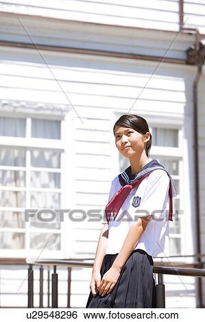 Junior High School girl looking away View Large Photo Image Stock Photograph - Junior High School girl looking away. Fotosearch