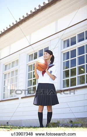 Junior High School girl with a basketball View Large Photo Image Stock Photo - Junior High School girl with a basketball. Fotosearch