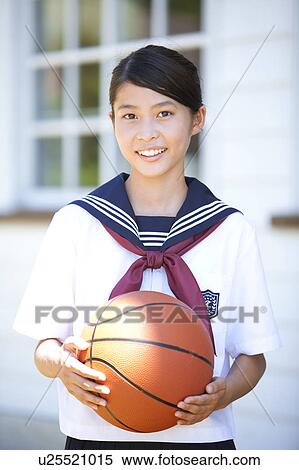 Junior High School girl with a basketball View Large Photo Image Stock Photography - Junior High School girl with a basketball. Fotosearch