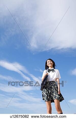 Junior High School girl with shoulder bag View Large Photo Image Stock Image - Junior High School girl with shoulder bag. Fotosearch