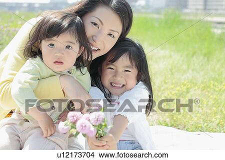 Picture - Mother with Two Daughters. Fotosearch