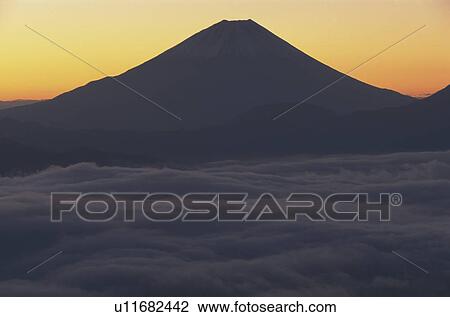 Mount Fuji in Silhouette View Large Photo Image Stock Image - Mount Fuji in Silhouette. Fotosearch