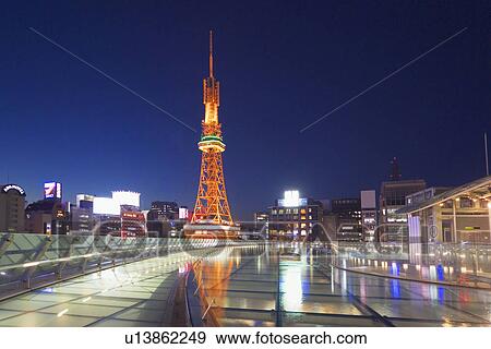 Nagoya TV Tower at Night View Large Photo Image Stock Photo - Nagoya TV Tower at Night. Fotosearch