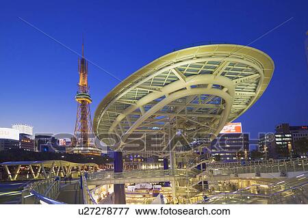 Stock Photo - Oasis 21 and Nagoya TV Tower. Fotosearch