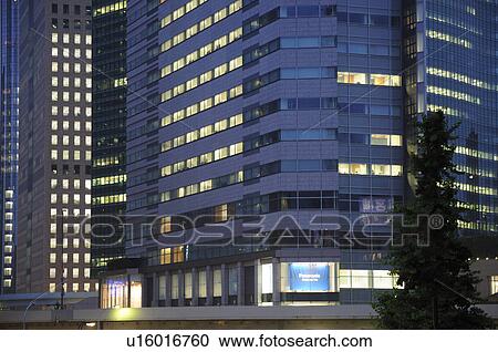 Stock Image - Office Buildings at Dusk. Fotosearch